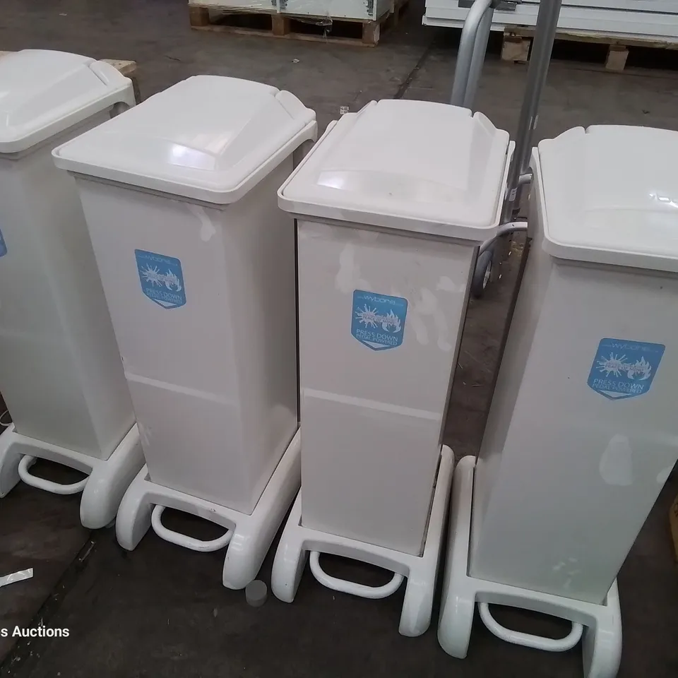 FOUR WYBONE PEDAL BINS WHITE