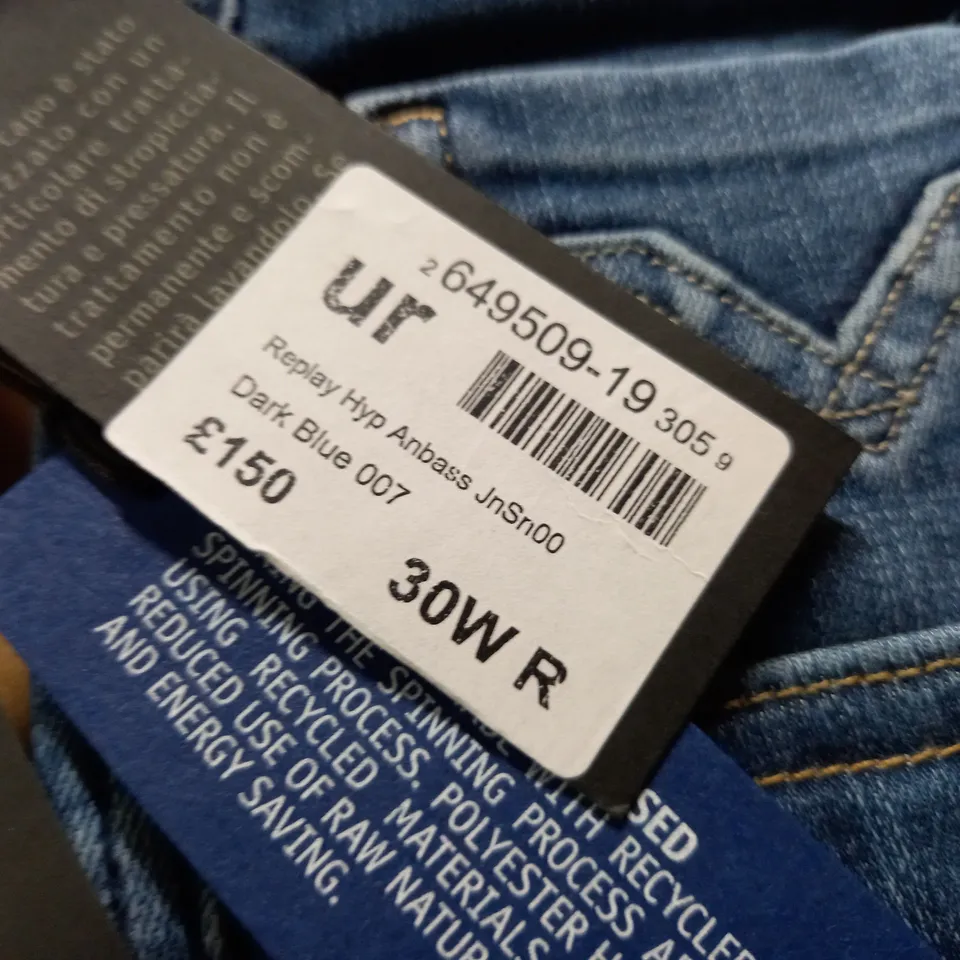 REPLAY HYPERFLEX ANBASS JEANS IN DARK BLUE - 30W REG