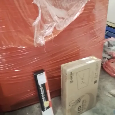 PALLET OF ASSORTED HOUSEHOLD GOODS AND PRODUCTS TO INCLUDE;MONITOR,PORT NETWORK PATCH PANEL
