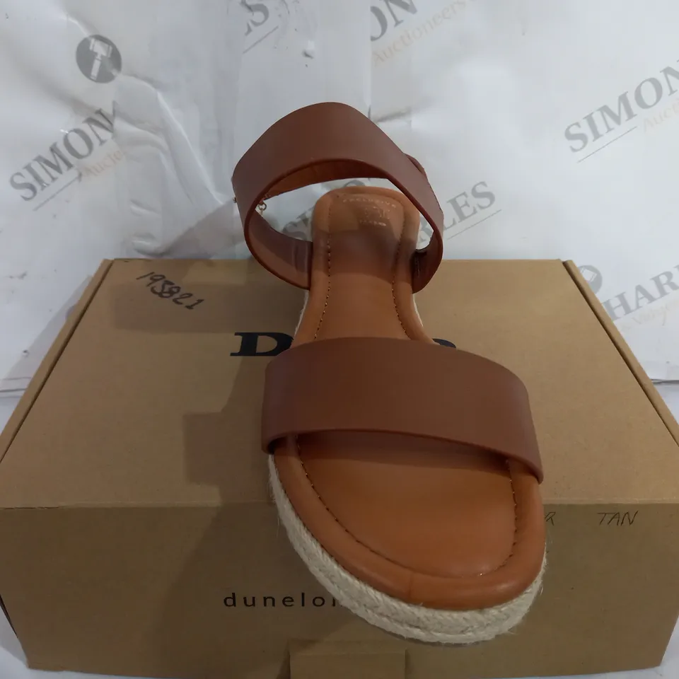 BOXED PAIR OF DUNE WEDGE SANDALS IN SIZE 6