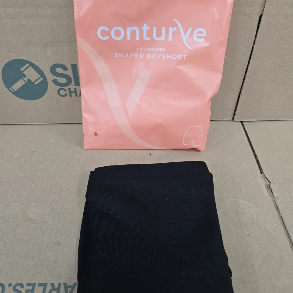 CONTURVE HIGH-WAISTED SHAPER BOYSHORTS IN BLACK SIZE MEDIUM