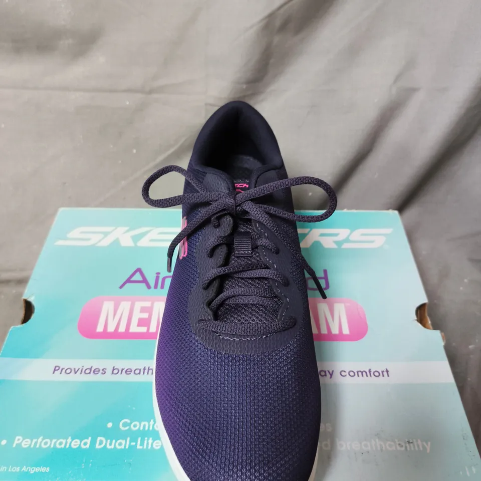SKECHERS SNEAKERS WITH AIR-COOLED MEMORY FOAM – NAVY/PURPLE - SIZE 6