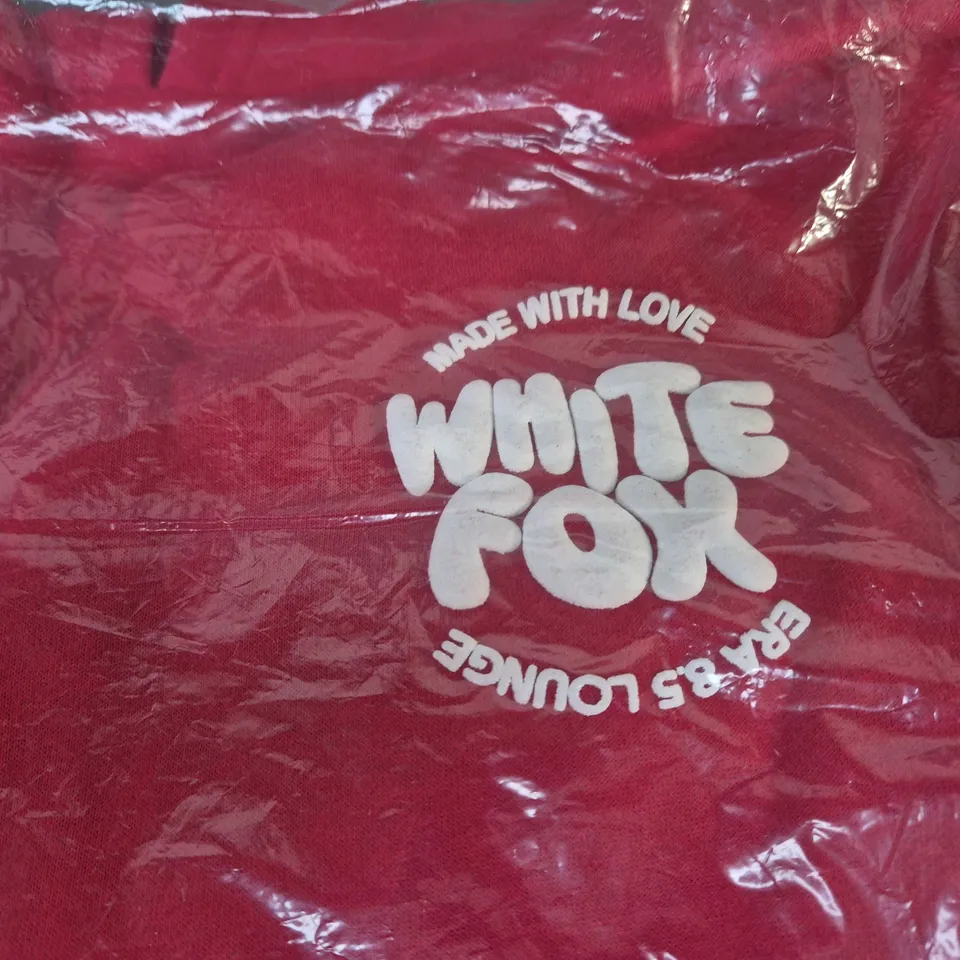 WHITE FOX RED HOODIE WITH MADE WITH LOVE LOGO – SIZE S