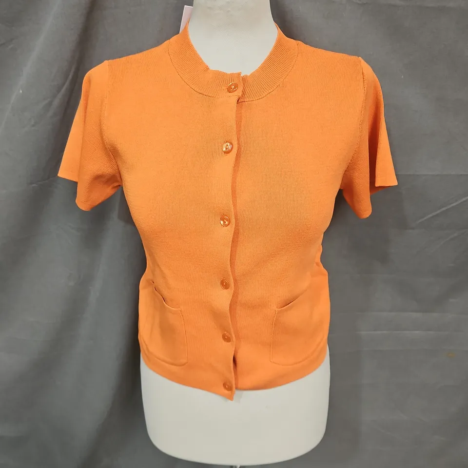 MNG WOMENS SHORT SLEEVE CARDIGAN IN ORANGE SIZE S