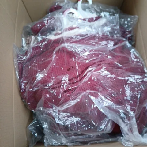 BOX OF APPROXIMATELY 50 ASSORTED CLOTHING ITEMS IN VARIOUS STYLES , COLOURS AND SIZES