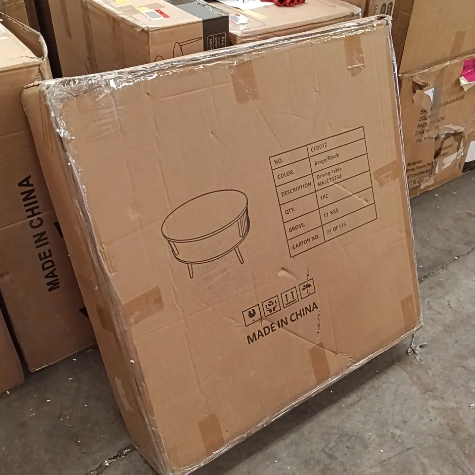 BOXED IVY BEIGE COFFEE TABLE - BEIGE/BLACK (1 BOX)