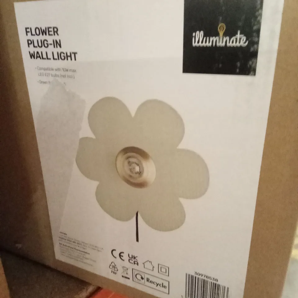 BOXED ILLUMINATE FLOWER PLUG-IN WALL LIGHT