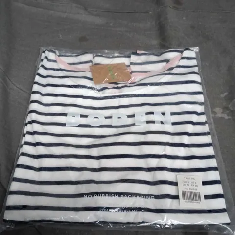 BODEN STRIPED JERSEY TOP – NAVY & WHITE, UK 12