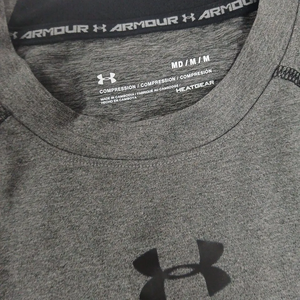UNDER ARMOUR HEATGEAR COMPRESSION TOP – MEN'S, GREY, UK M (MD/M/M)