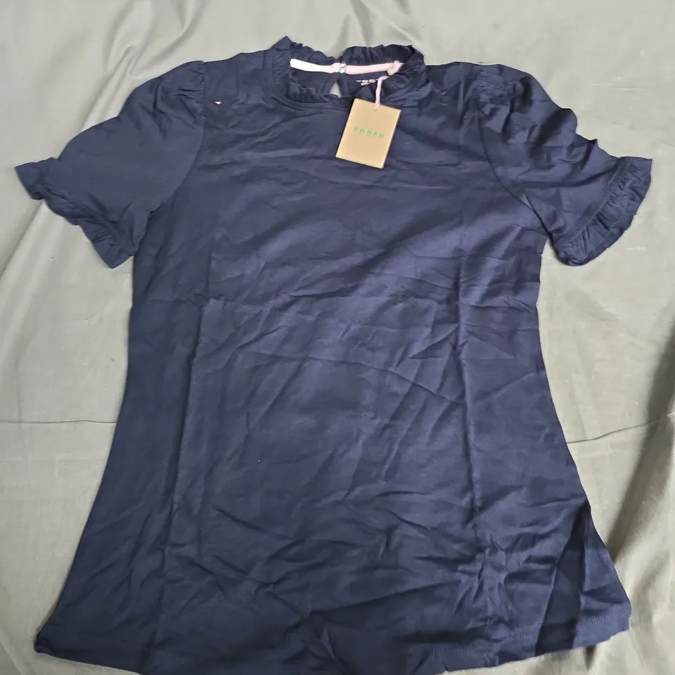 BODEN NAVY SHORT-SLEEVE TOP WITH PINK TRIM – UK 10