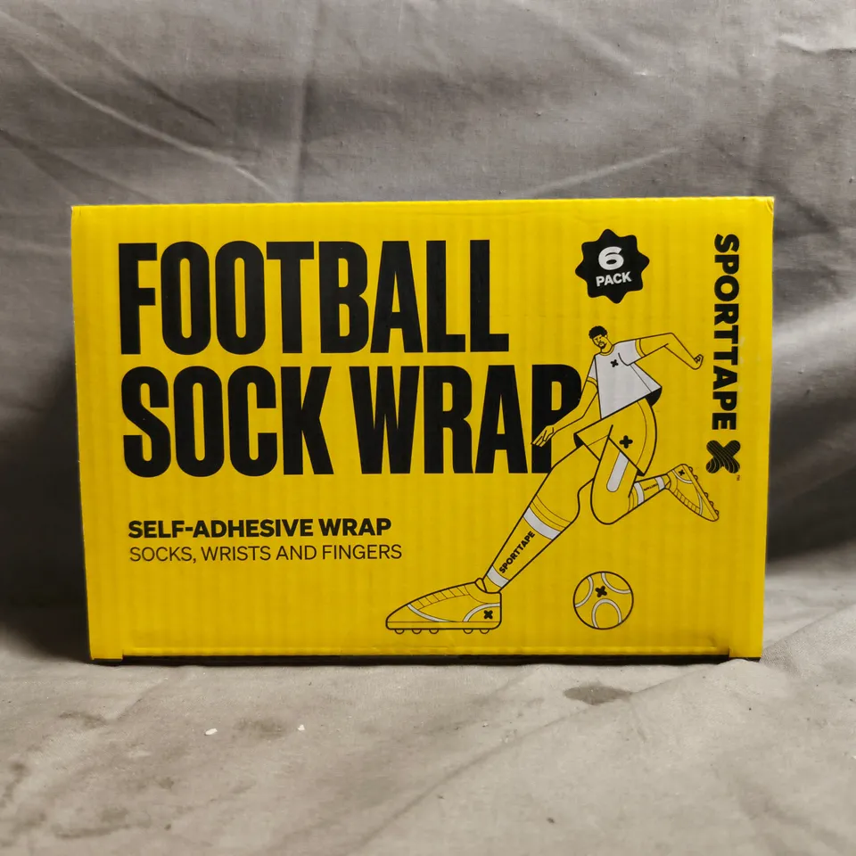 SPORTTAPE FOORBALL SOCK WRAP 6 PACK IN BLACK
