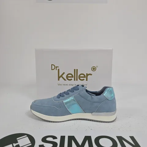 DR KELLER BLUE SUEDE SNEAKERS WITH METALLIC PANELS β BOXED SIZE EU 40