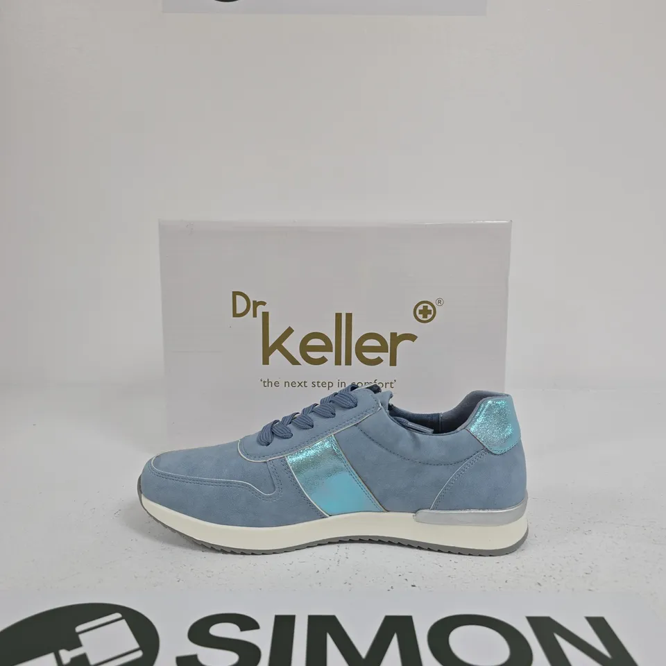 DR KELLER BLUE SUEDE SNEAKERS WITH METALLIC PANELS – BOXED SIZE EU 40
