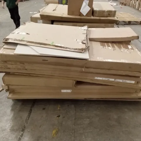 PALLET OF ASSORTED DESIGNER INCOMPLETE FURNITURE PARTS TO INCLUDE; WARDROBE PARTS ETC