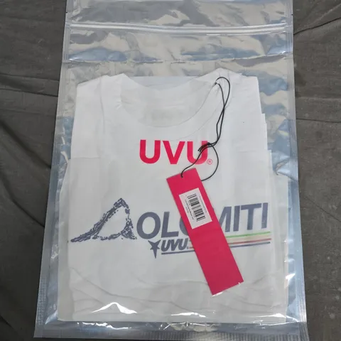 BAGGED UVU DOLOMITI RUNNING TOP – WHITE, SHORT SLEEVE, MEDIUM