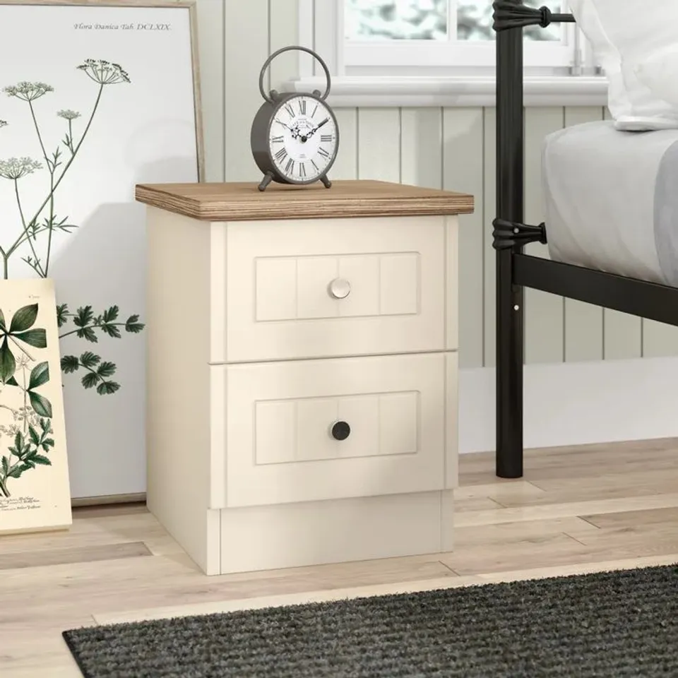 BOXED FULLY ASSEMBLED ROSIO 2 DRAWER BEDSIDE TABLE (1 BOX)