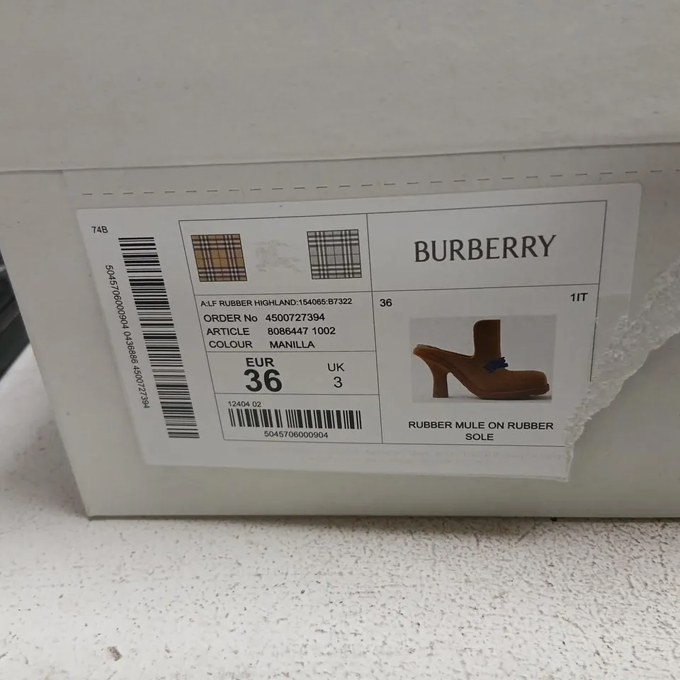 BURBERRY RUBBER MULE ON RUBBER SOLE – WOMEN'S TAN, (EUR 39), BOXED
