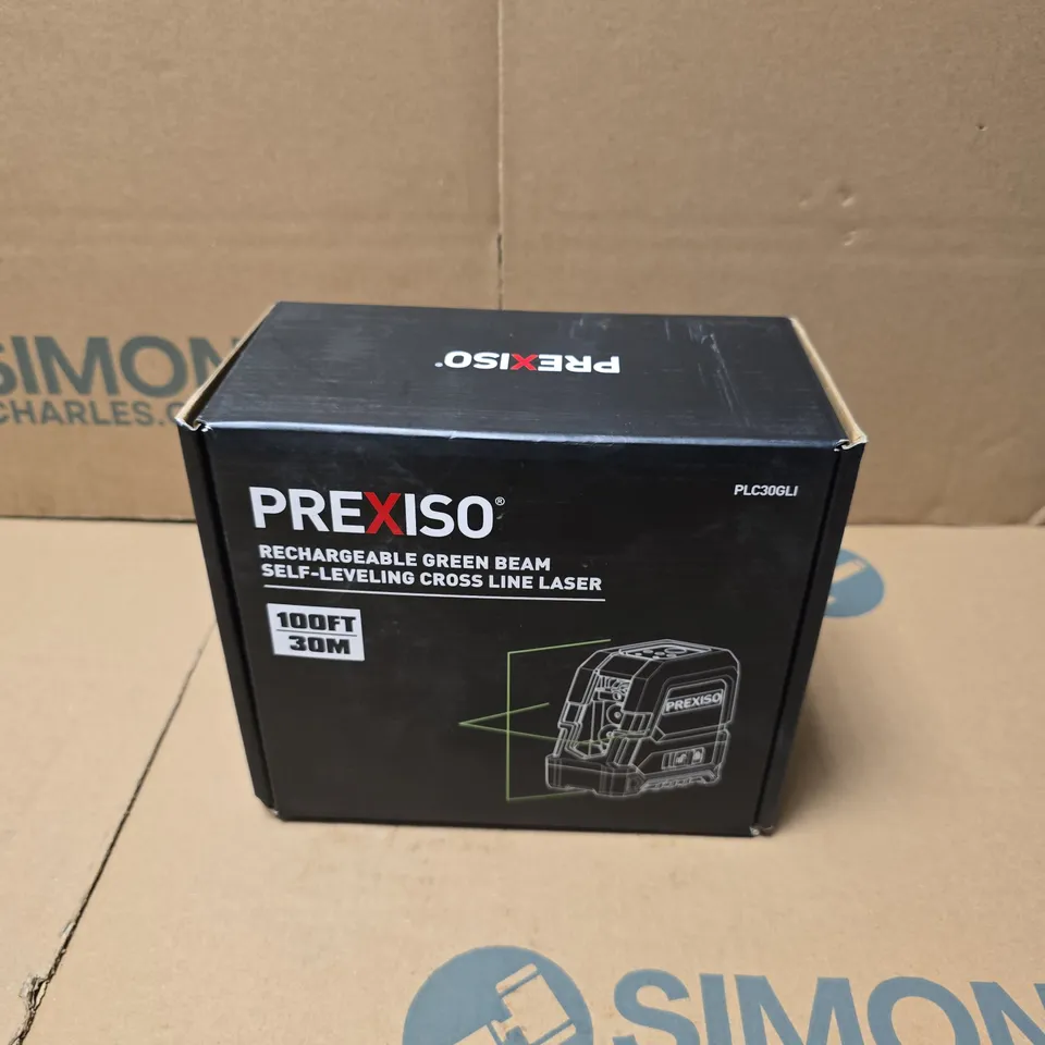 BOXED PREXISO RECHARGEABLE GREEN BEAM SELF-LEVELLING CROSS LINE LASER