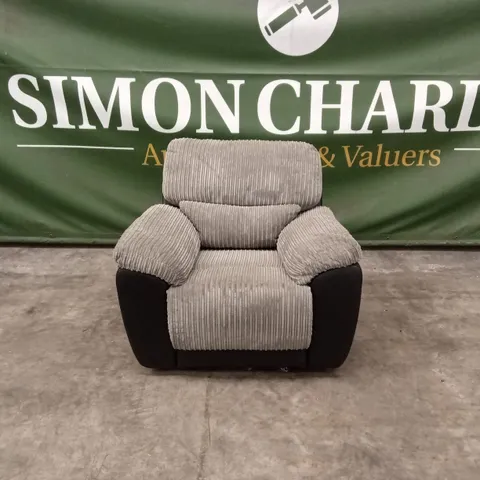 ARMSTRONG FABRIC AND FAUX LEATHER MANUAL RECLINER SOFA