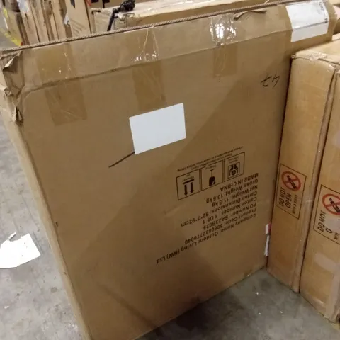 BOXED GLASS TOP BLACK METAL DINING TABLE (1 BOX)