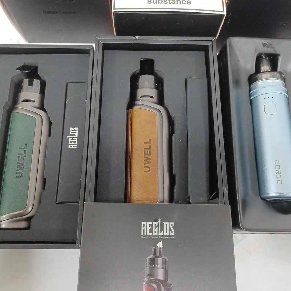 LOT OF 13 ASSORTED E-CIGS AND PARTS TO INCLUDE GEEKVAPE, REGLOS AND INNOKIN