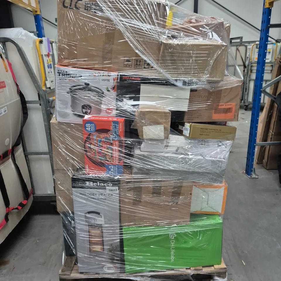 PALLET OF ASSORTED HOUSEHOLD ITEMS TOO INCLUDE TOWER FANS , SLOW COOKERS , ETC