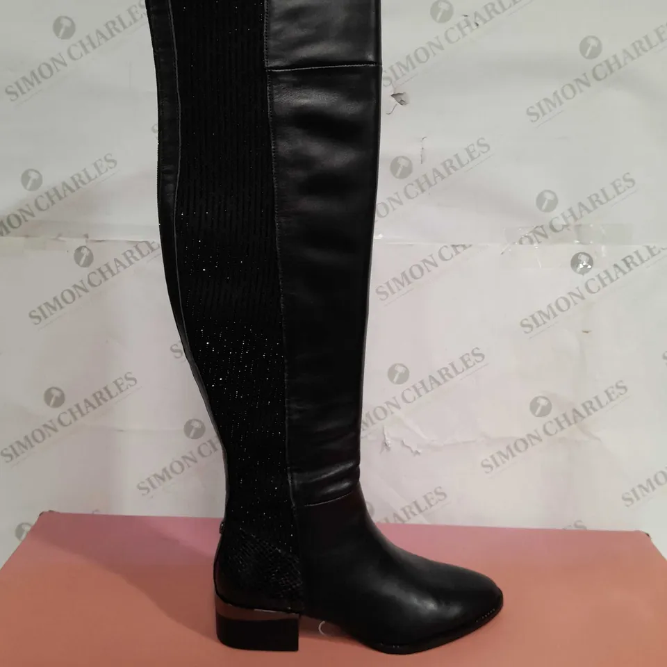 MODA IN PELLE ZARRA ELASTICATED OVER-THE-KNEE GLITZ ZIP BOOTS UK SIZE 5