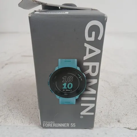 GARMIN FORERUNNER 55 GPS RUNNING WATCH – TURQUOISE BAND, BOXED