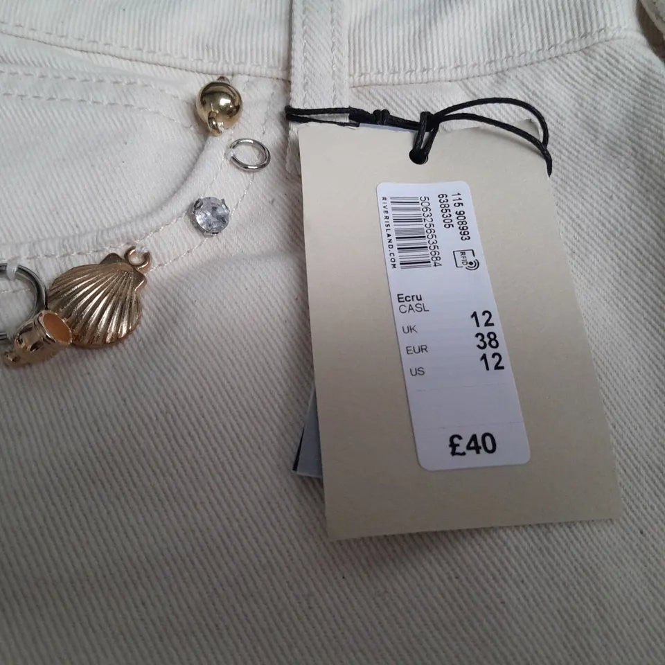 RIVER ISLAND RELAXED DENIM SHORTS - UK 12