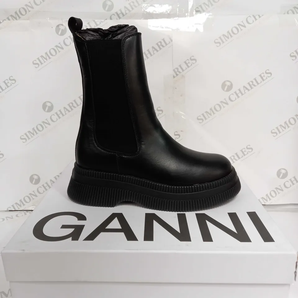 BOXED GANNI WOMENS CREEPER BLACK ANKLE BOOTS - EU 38