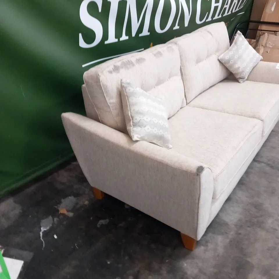 DESIGNER ASHLEY BEIGE FABRIC THREE SEATER SOFA