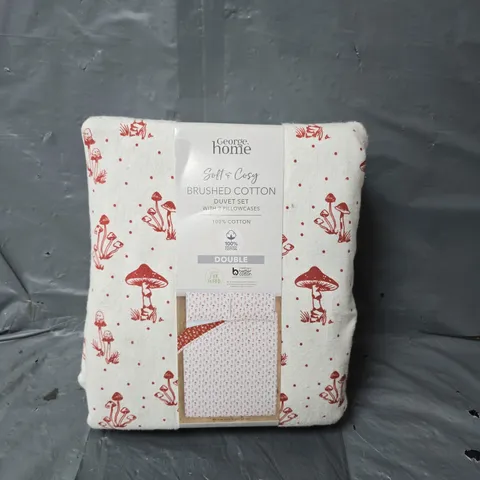 SOFT & COSY BRUSHED COTTON MUSHROOM DUVET SET - DOUBLE