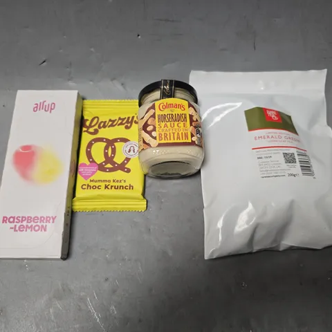 APPROXIMATELY 15 ASSORTED FOOD ITEMS TO INCLUDE - LAZZYS MUMMA CHOC KRUNCH , EMERALD GREEN LOOSE LEAF TEA , AIRUP RASPBERRY LEMON ETC