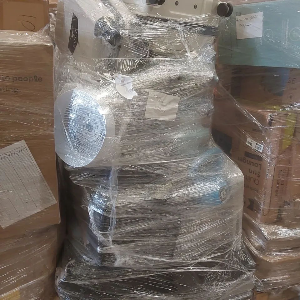 PALLET OF ASSORTED E-COMMERCE GOODS AND PRODUCTS TO INCLUDE: KETTLEBELL WEIGHTS, SUITCASES, CAMPING CHAIRS, FOLDING TABLE ECT