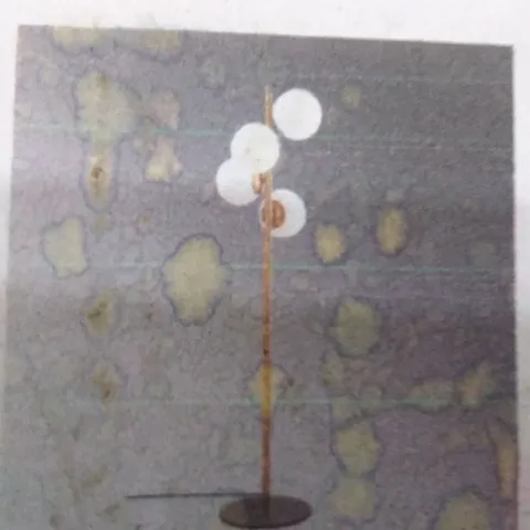 BOXED CASSINI 4 WAY METAL GOLD FLOOR LAMP WITH WHITE GLASS SHADES