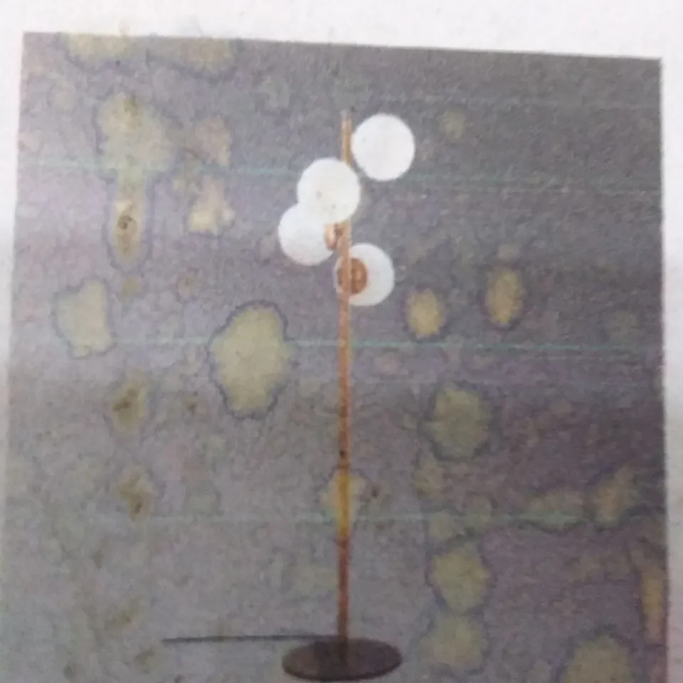 BOXED CASSINI 4 WAY METAL GOLD FLOOR LAMP WITH WHITE GLASS SHADES