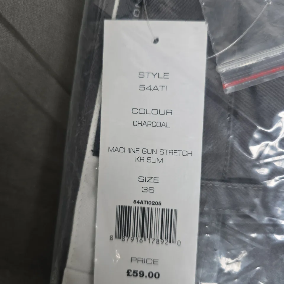 BAGGED FRENCH CONNECTION JEANS – MACHINE GUN STRETCH KR SLIM – CHARCOAL – UK 36