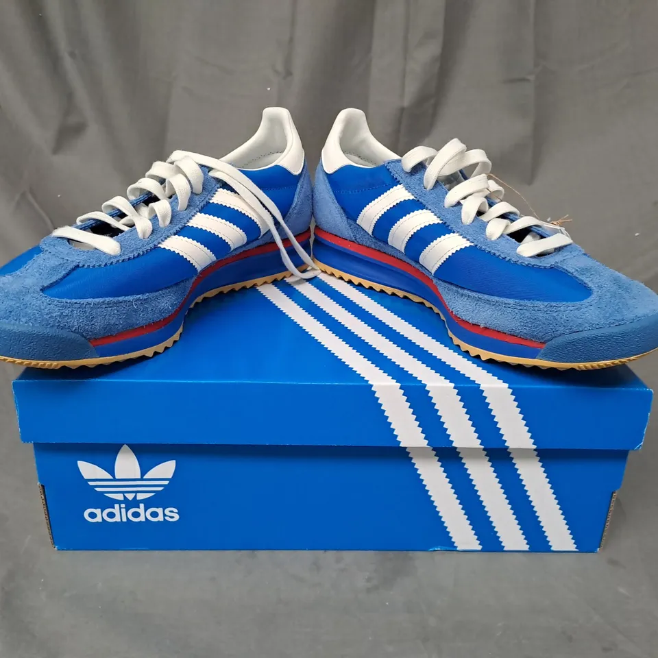 BOXED PAIR OF ADIDAS SL 72 RS SHOES IN BLUE/WHITE UK SIZE 6