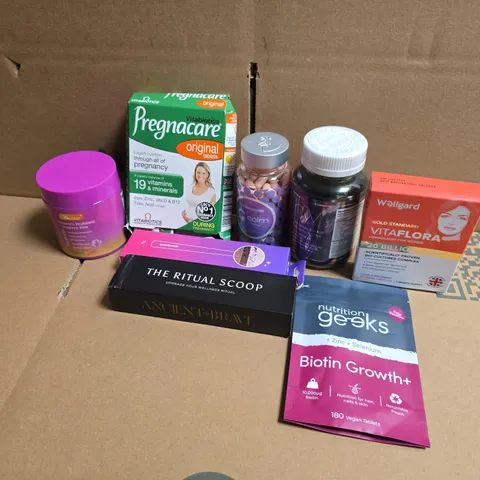 APPROXIMATELY 15 ASSORTED VITAMIN/HEALTH AID PRODUCTS TO INCLUDE NUTRITION GEEKS BIOTIN GROWTH, HAIRWORTHY CHEWABLE STARS. WILLPOWERS CALM, ETC - COLLECTION ONLY