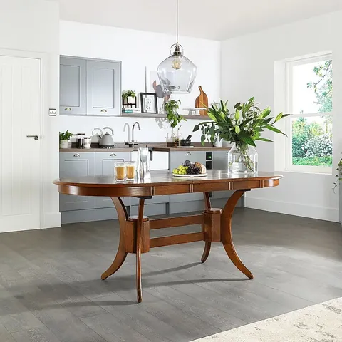 BOXED TOWNHOUSE DARK WOOD OVAL EXTENDING DINING TABLE (2 BOXES)