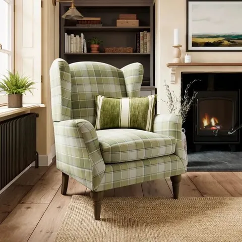 BOXED CHARNWOOD GINGHAM CHECKED OCCASIONAL ARMCHAIRN- OLIVER (1 BOX)