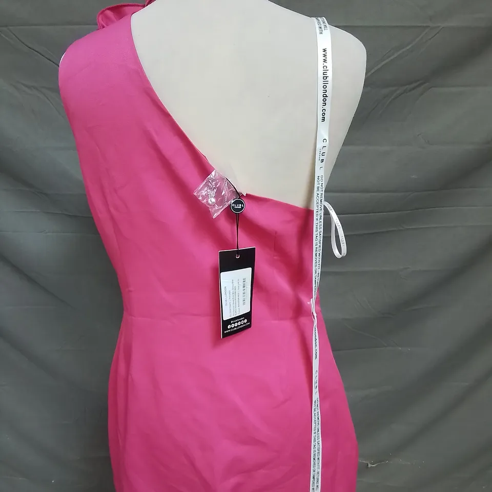 CLUB OF LONDON DARK PINK MINI DRESS WITH RUFFLED CHOKER - UK 10