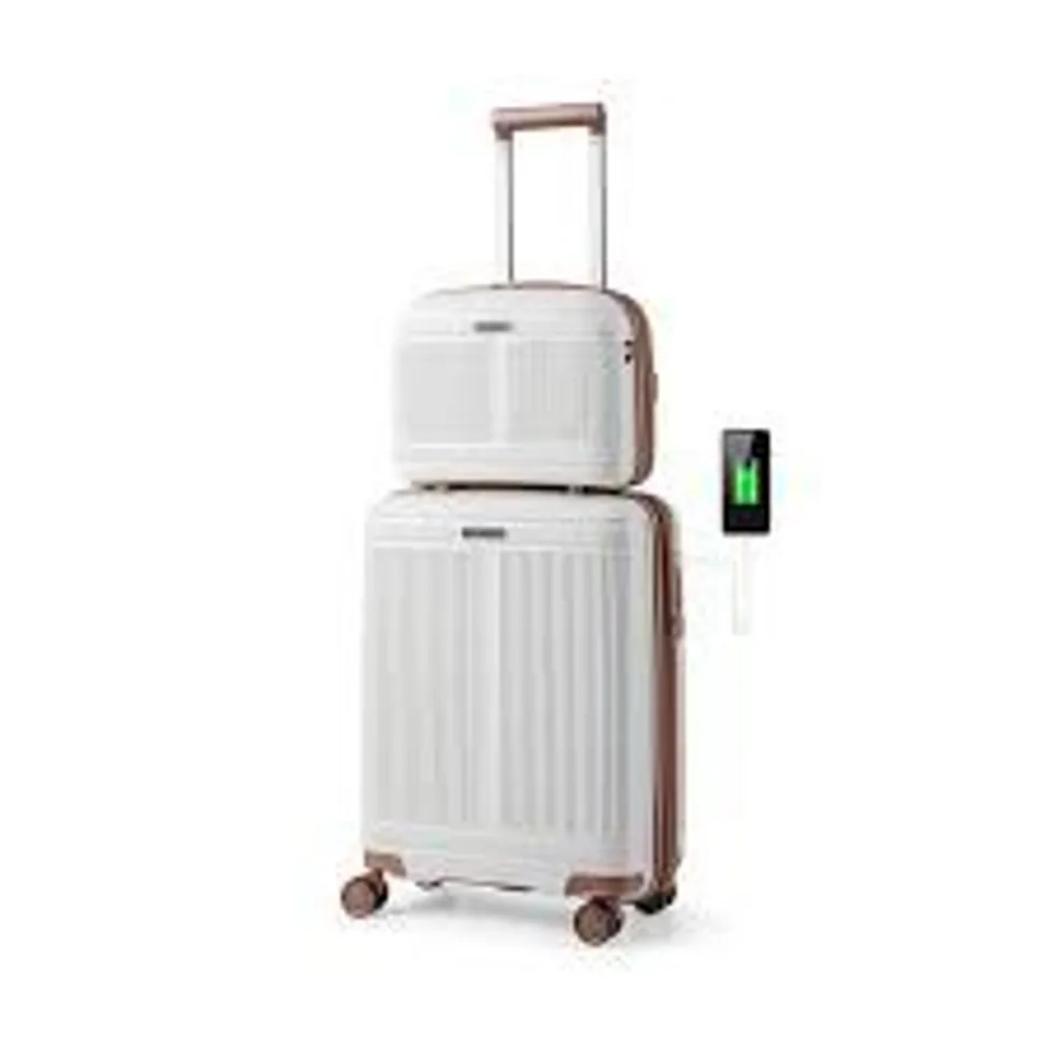 BOXED COSTWAY WHITE COSMETIC CASE LUGGAGE SET