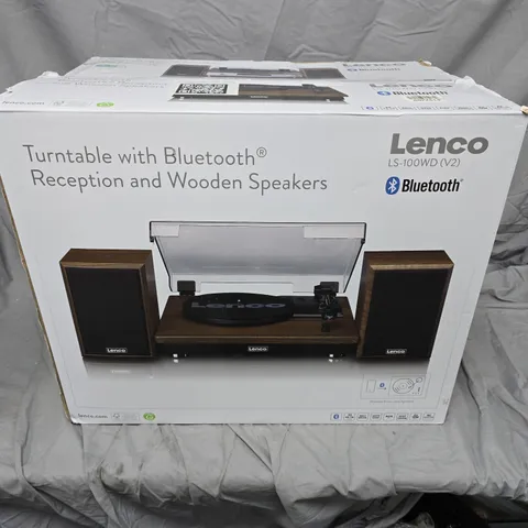 LENCO LS-100WD (V2) TURNTABLE WITH BLUETOOTH – WOODEN SPEAKERS (BOXED)