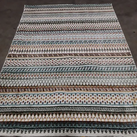 MULTICOLOUR STRIPED WOVEN RUG – AREA RUG 230X160CM APPROXIMATELY