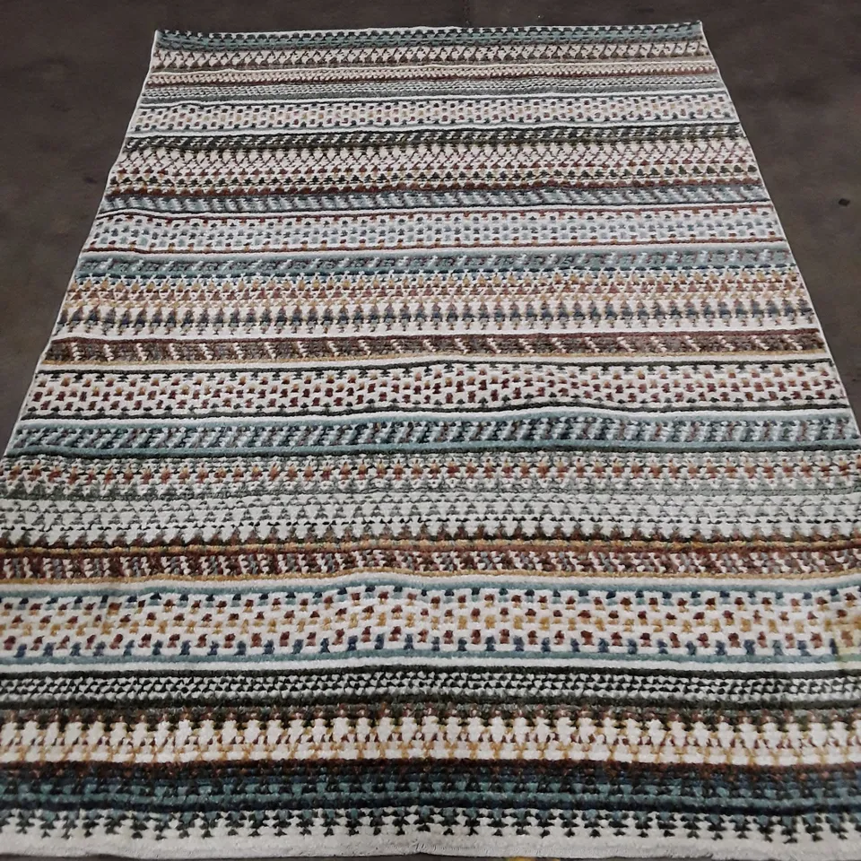 MULTICOLOUR STRIPED WOVEN RUG – AREA RUG 230X160CM APPROXIMATELY