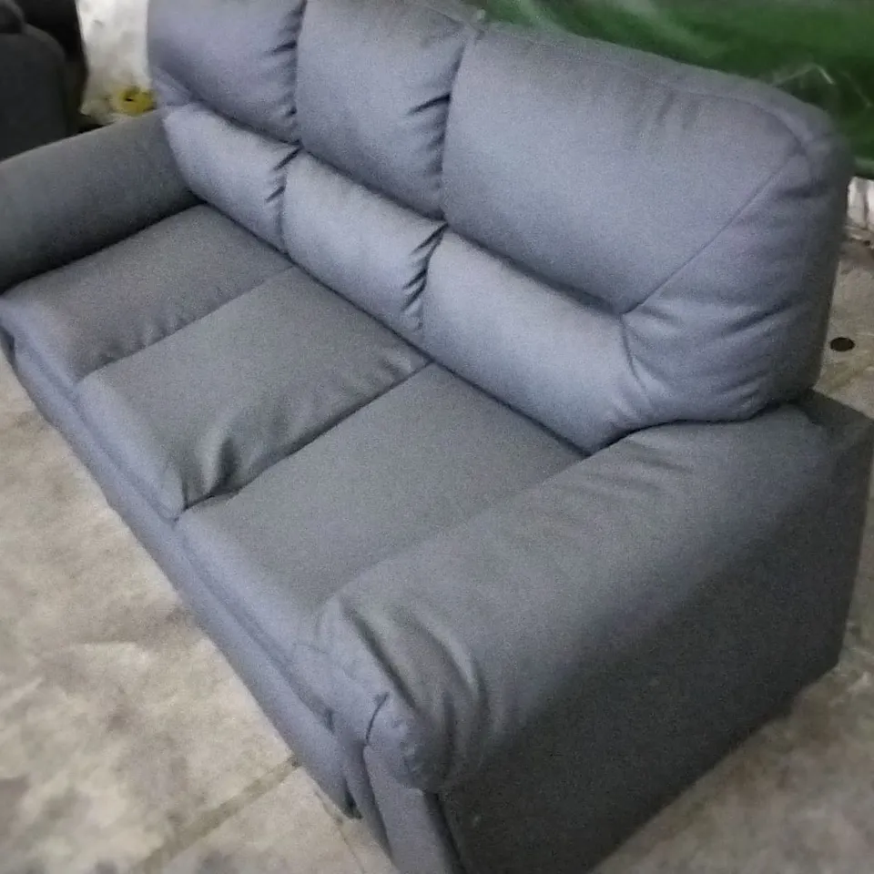 DESIGNER DARK GREY FAUX LEATHER 3 SEATER SOFA