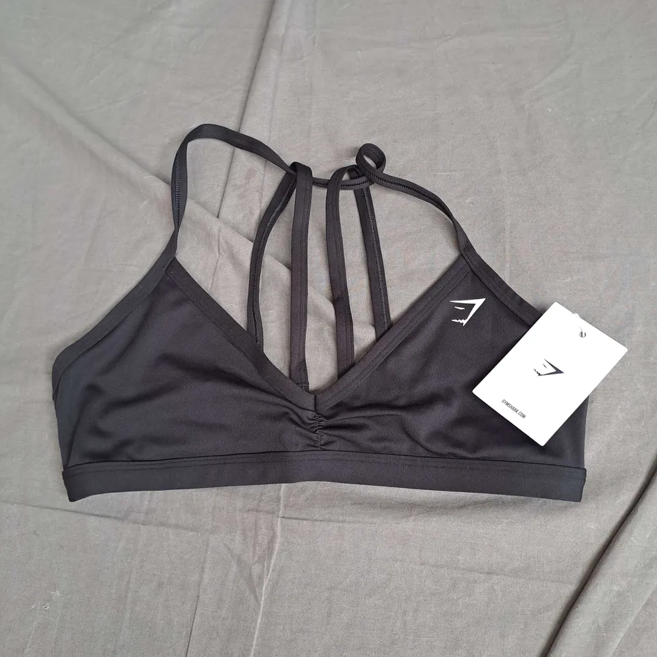 GYMSHARK MINIMAL LIGHT SUPPORT SPORTS BRA IN BLACK SIZE M