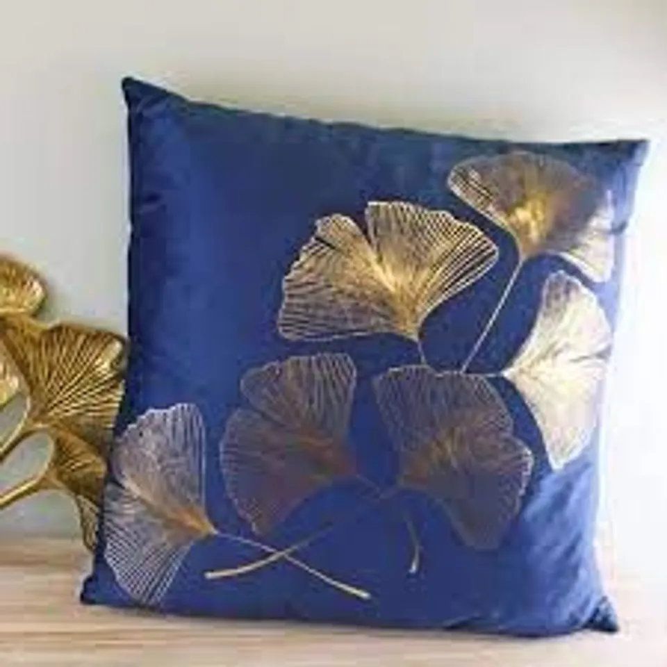 SCATTER CUSHION WITH GOLD LOTUS LEAF DESIGN 