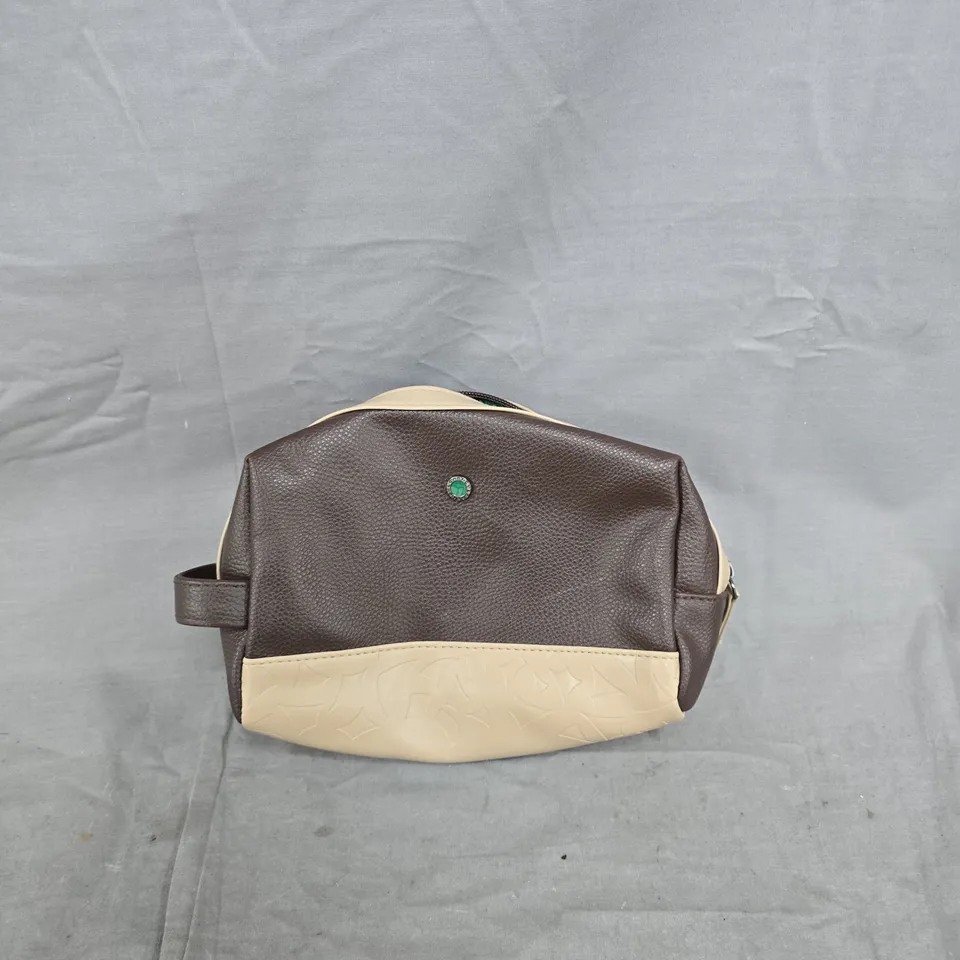 BVLGARI HANDBAG – BROWN & CREAM LEATHER, GREEN LINING